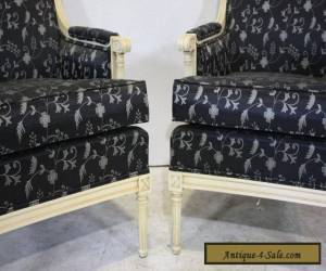 Item Pair of Louis XVI style occasional arm chairs mahogany wood for Sale