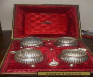 Item ANTIQUE VICTORIAN STG SILVER SALT SET BOXED WITH SPOONS for Sale