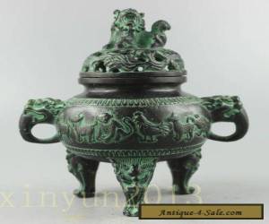 Item Collectible Decorated Old Handwork Bronze Carved 12 Zodiac Dragon Incense Burner for Sale