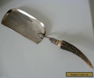 Item Antique Vintage Silver Plated Crumb Tray with Antler / Horn handle for Sale