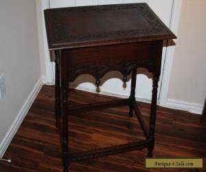 Item c. 1900 Antique English Carved Oak Lamp Table Side Table Nightstand for Sale