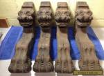 4 VINTAGE ANTIQUE CARVED WOOD CLAW FEET FACE TABLE LEGS SHELF  BRACKETS for Sale