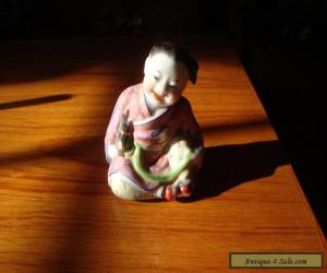 Item CHINESE FIGURINE BOY SMILING OPEN MOUTH PORCELAIN for Sale