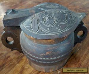 Item Vintage oak hand carved celtic style storage pot  for Sale