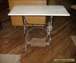 Item Marble Top Iron Sewing Machine Table Vintage Antique Urban Rustic Work for Sale