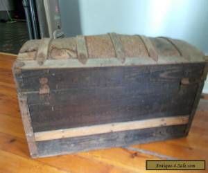 Item VINTAGE ANTIQUE 1870-90 VICTORIAN STEAMER CAMEL BACK TRUNK WOODEN CHEST  for Sale