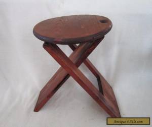 Item Unique Vintage Folding Wood Wooden Stool Chair Mid Century Modern 15" X 11.5" for Sale