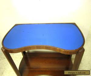 Item Vintage Antique Art Deco Cobalt Blue Mirror Glass Top Hall Stand End Side Table for Sale