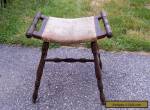 Vintage Antique Victorian Oak Saddle Stool Chair Egyptian Revival Style for Sale