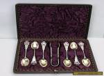 Antique Ainsworth Taylor & Co EPNS 6 Spoons & Sugar Tongs in Original Box C1895 for Sale