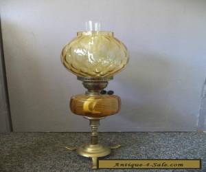 Item Edwardian Brass & Amber Glass 64 cm Oil Lamp for Sale