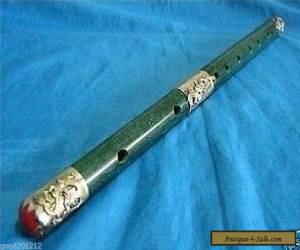Item Wonderful Chinese Tibet silver Jade Carved Dragon Flute for Sale