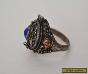 Item Antique Vintage Sterling Silver 925 Lapis Art Deco Filigree Pill Box Ring for Sale