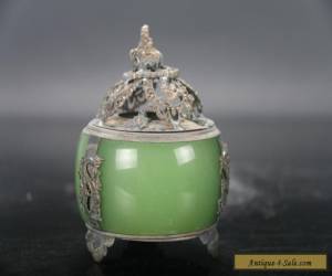 Item  Retro  Exquisite carving dragon jade Incense burner smiling  Buddha lid E713 for Sale