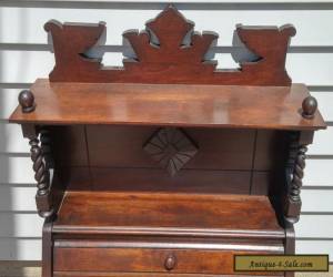 Item Antique Victorian Eastlake Carved Wooden Slant Top Cabinet Barley Twist Spindles for Sale