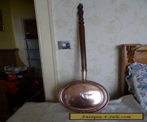 Item Antique/vintage copper warming pan with brass and wooden handle for Sale