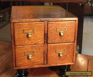 Item ANTIQUE 4 DRAWER TIGER OAK TABLE TOP LIBRARY CARD FILE CABINET  for Sale