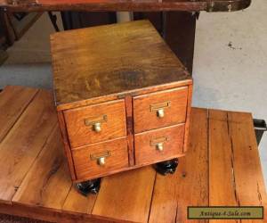 Item ANTIQUE 4 DRAWER TIGER OAK TABLE TOP LIBRARY CARD FILE CABINET  for Sale