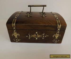 Item Antique Gothic Style  Walnut Brass Bound Casket for Sale