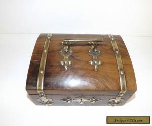 Item Antique Gothic Style  Walnut Brass Bound Casket for Sale