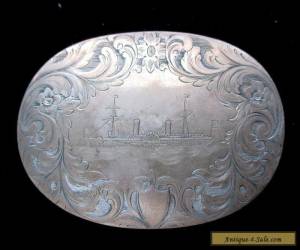 Item Beautiful Antique Sterling Silver Engraved Snuff Box Locomotive / Steam Boat for Sale