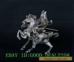Item Cupronickel Handwork Carved Hero Guangong Horse Riding Statue  for Sale