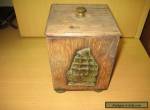 Antique Oak Tea Caddy With Metal Lining And Brass Ship Badge. for Sale