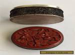 ANTIQUE,VINTAGE CHINESE  OVAL SHAPE SILVER CARVED CINNABAR TRINKET/PILL BOX. for Sale