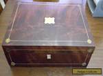 Antique Vintage Inlaid Wood Document Writing Box with Inkwells for Sale
