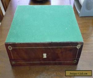 Item Antique Vintage Inlaid Wood Document Writing Box with Inkwells for Sale