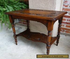 Item Antique English Carved Tiger Oak Lamp End  Table Two Tier for Sale
