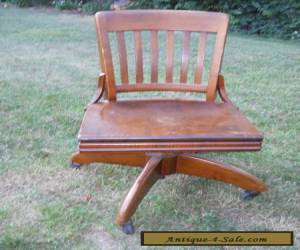 Item Antique OAK Swivel Bankers Chair Barrel Office Desk Chair Gunlocke for Sale