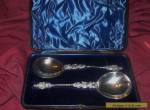 ANTIQUE BOXED PAIR STERLING SILVER APOSTLE SPOONS SHEFFIELD 1897 for Sale