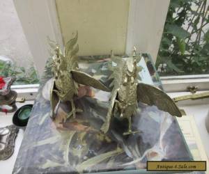 Item Antique pair of silver plate fighting cockerels table decorations ornaments for Sale