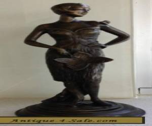 Item ART DECO LADY IN EVENING CLOTHES BRONZE (?)1930's ELEGANT DRESS w BUTTERFLIES. for Sale