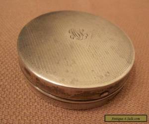 Item antique sterling silver hand engraved circular compact vanity case box for Sale