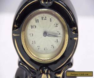 Item Vintage Clock Bedroom/Mantle 16cm Black With Gold Metallic Face Germany#8714 for Sale
