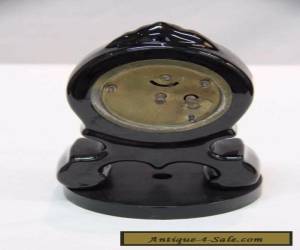 Item Vintage Clock Bedroom/Mantle 16cm Black With Gold Metallic Face Germany#8714 for Sale