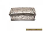 Victorian Antique Sterling Silver Hand Engraved Design Double Section Stamp Box for Sale