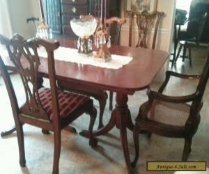 Item Vintage Duncan Phyfe Sheraton Style Mahogany Dining Table Mid Century Pedestal for Sale