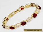 Vogue style jewelry 18k yellow gold gild red ruby gem bracelet 8 inches.+box for Sale