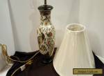 Vintage Chinese Porcelain Ceramic Hand Painted Table Lamp with Ivory Shade for Sale