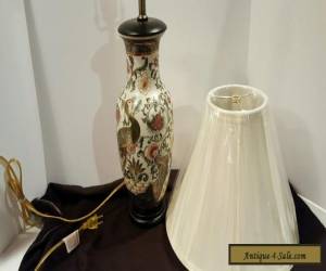 Item Vintage Chinese Porcelain Ceramic Hand Painted Table Lamp with Ivory Shade for Sale