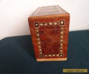 Item ANTIQUE/VINTAGE INLAID PAIR PENQUINS MARQUETRY TWO COMPARTMENTS PINE WOODEN BOX for Sale