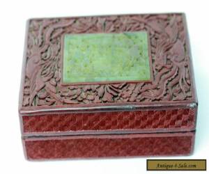 Item Antique Chinese  Cinnabar Box with Jade Insert for Sale