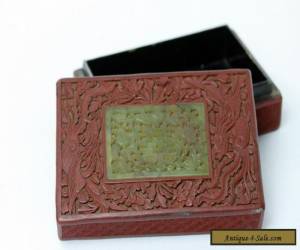 Item Antique Chinese  Cinnabar Box with Jade Insert for Sale