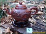 Antique Vintage Yixing Zisha Teapot Applied Dragon Phoenix Decoration #5 for Sale
