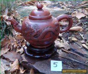 Item Antique Vintage Yixing Zisha Teapot Applied Dragon Phoenix Decoration #5 for Sale