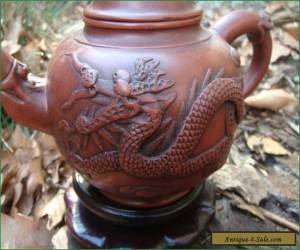 Item Antique Vintage Yixing Zisha Teapot Applied Dragon Phoenix Decoration #5 for Sale