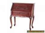 Victorian Style Fold Out Secretary Desk Solid Hand Carved Wood Drawers Furniture for Sale